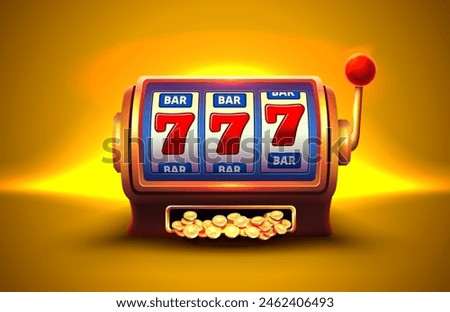 Casino slots machine winner, jackpot fortune of luck, 777 win banner. Vector illustration
