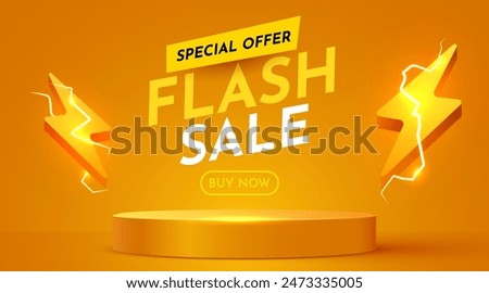 Flash Sale. Colorful discount sale podium. Special offer composition. Vector illustration