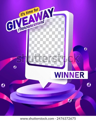 Giveaway winner announcement social media post template. Giveaway winner announcement. Vector illustration