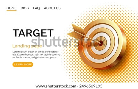 Target landing page, banner business 3d icon. Vector illustration