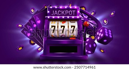 Slot machine wins the jackpot. 777 Big win concept. Online Casino jackpot. Vector illustration