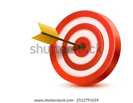 Target and arrow, 3d object on white background. Vector illustration