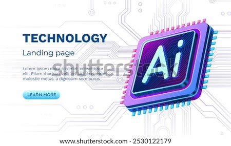 Ai chip, innovation tech, ai art technology. Vector illustration