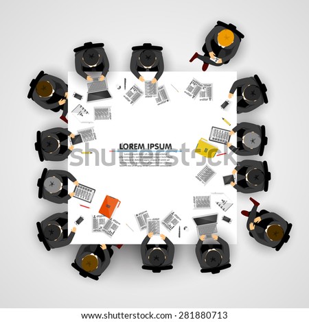 Group of business people working in office. Vector illustration