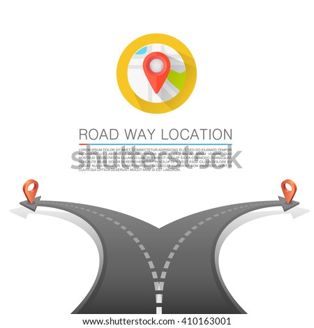 Road choice, Road arrow cover, Road way location, Vector background