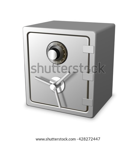 Safe 3d icon, Realistic object on a white background, Vector illustration