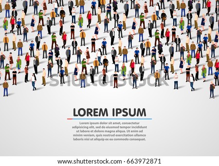 Large group of people on white background. Vector background