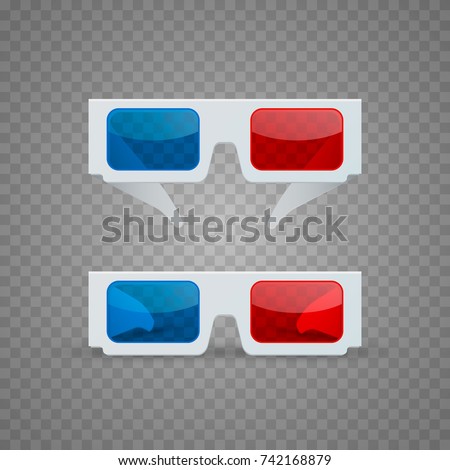 3D glasses object set on a transparent background. Vector illustration