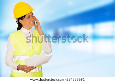 female engineer talking on the phone