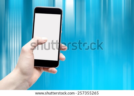 moving background and isolated screen phone in the hands of women