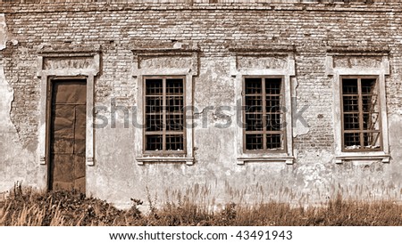 window in old destroyed house