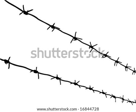 vector silhouette of the barbed wire on white background