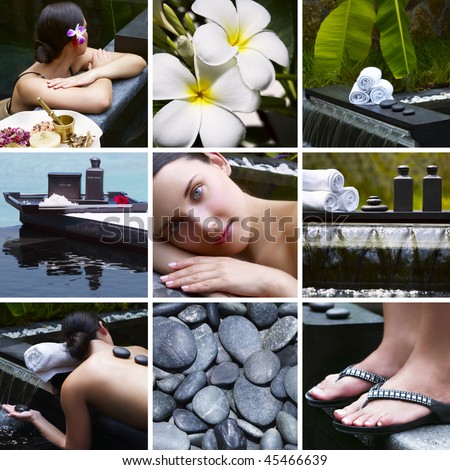 Collage of several photos for healthcare and beauty industry