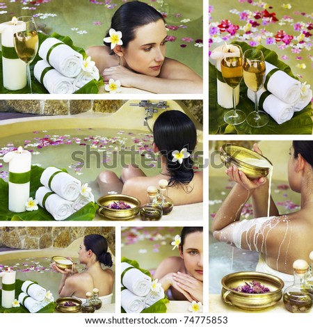 Collage of several photos for healthcare and beauty industry