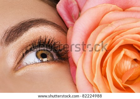 Woman eye with rose