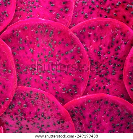 beautiful fresh sliced red dragon fruit  as background, Pitaya is the plant in Cactaceae family or Cactus