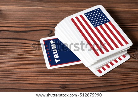 collage concept Trump winning the US presidential election with card game, close up 商業照片 © 