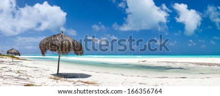 Panorama of a beautiful tropical beach and Caribbean sea