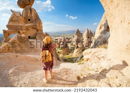 Similar – Image, Stock Photo Unrecognizable traveling woman in forest