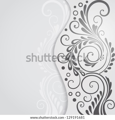 Abstract floral background with text area for design in grey tones
