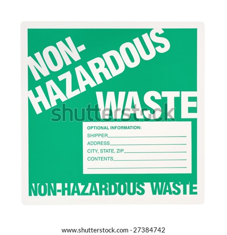 Non-hazardous waste label isolated on a white background
