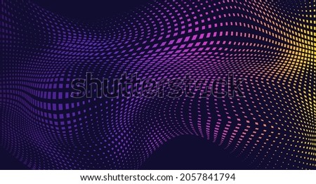 Abstract vector background with halftone transitions made by squares. Op art effect with wave pattern color mosaic.