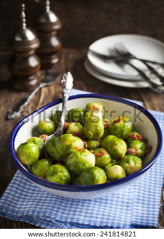 Glazed Brussels Sprouts with Whisky and Double-Smoked Bacon
