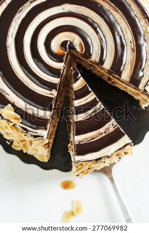 Almond Chocolate Crunch Cake. Top view
