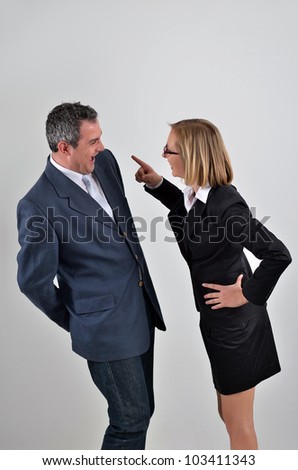 Angry boss shouting at her staff