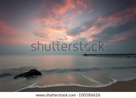 Beautiful sea sunrise in gentle tones