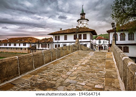 Bridge and Clock tower in the architectural complex in Tryavna, Bulgaria