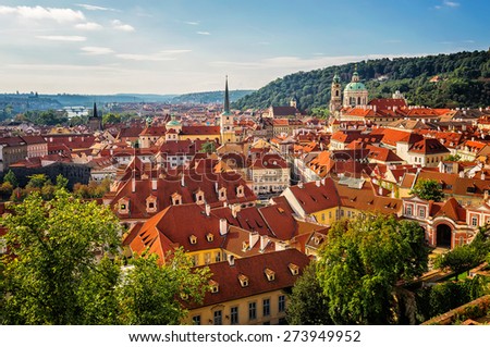 Aerial view over Old Town in Prague, Czech Republic