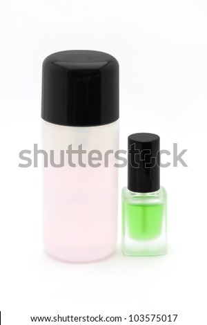 Nail polish remover with green nail polish