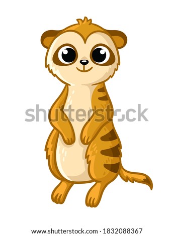 Cute meerkat, on a white background in cartoon style. Vector illustration with an animal on a children's theme.