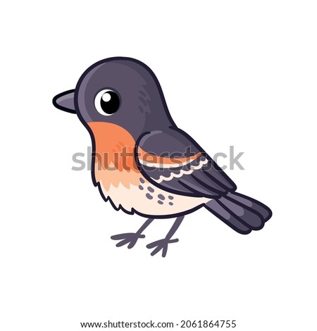 Cute bird yurok in cartoon style. Vector illustration with a beautiful little brambling bird. Fringilla montifringilla.