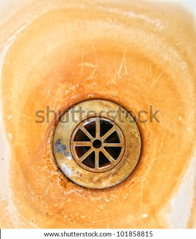 image from stained texture background series (old hard water or lime stained sink drain)