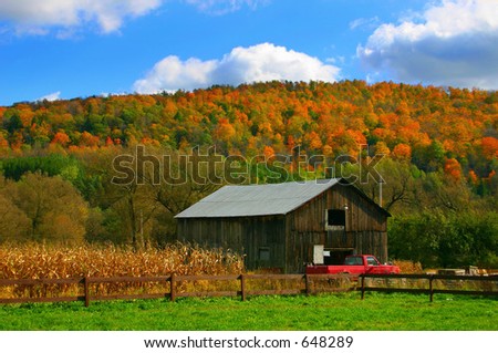 Country Fall Scene With Old Barn
