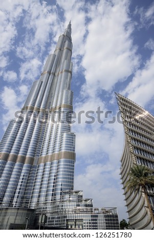 DUBAI, UAE - JANUARY 9: Burj Khalifa,the tallest man-made structure in the world, at 829.8 m, Downtown Burj Dubai January 9, 2013 in Dubai, United Arab Emirates