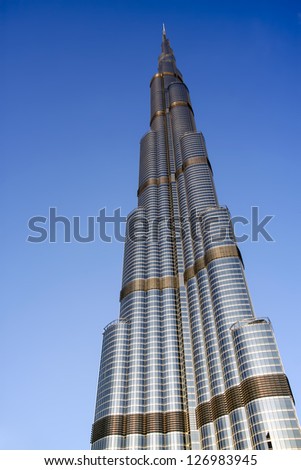 DUBAI, UAE - JANUARY 9: Burj Khalifa,the tallest man-made structure in the world, at 829.8 m, Downtown Burj Dubai January 9, 2013 in Dubai, United Arab Emirates