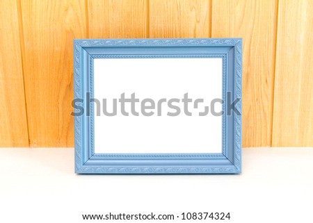 Gray Vintage picture frame, wood plated, wood background, clipping path included