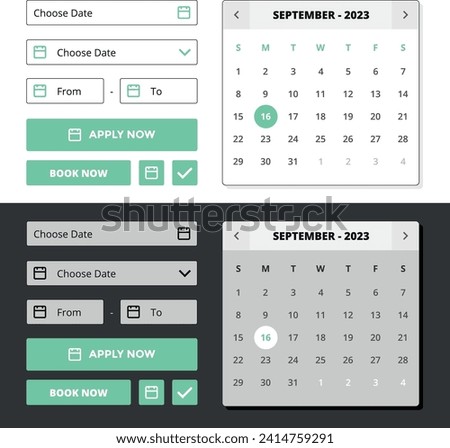 Set of Calendar's elements for websites and user interfaces