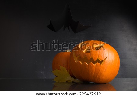 Halloween pumpkin head Jack jack lantern with scary evil faces spooky Holiday