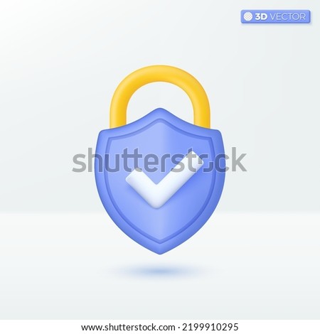 Guard lock icon symbols. Security, encryption, privacy cyber protection or antivirus concept. 3D vector isolated illustration design. Cartoon pastel Minimal style. You can used for ux, ui, print ad.