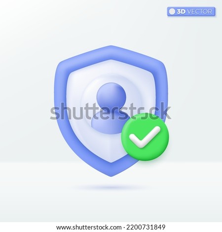 Shield check mark icon symbols. Security, guaranteed, guarding personal data concept. 3D vector isolated illustration design. Cartoon pastel Minimal style. You can used for design ux, ui, print ad.