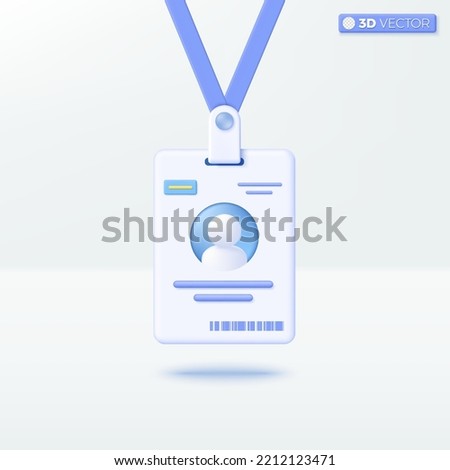 Press or employee card icon symbols. Identity badge, properly licensed, be allowed concept. 3D vector isolated illustration design. Cartoon pastel Minimal style. You can used for sign design ux, ui.