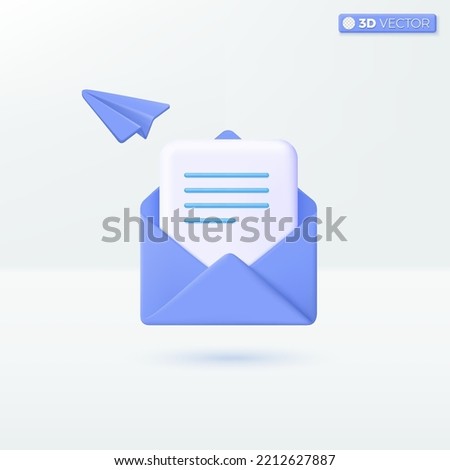 Envelope with paper plane icon symbol. send mail notification, telegram, letter online email concept. 3D vector isolated illustration design. Cartoon pastel Minimal style. For design ux, ui, print ad.