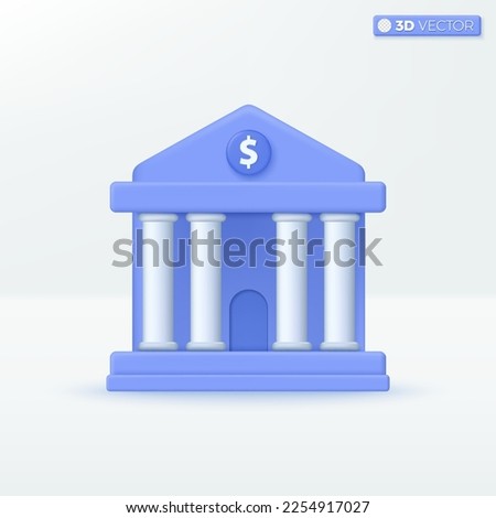 Bank Building icon symbols. University, Columns and pillars, International Literacy Day concept. 3D vector isolated illustration design Cartoon pastel Minimal style. For design ux, ui, print ad