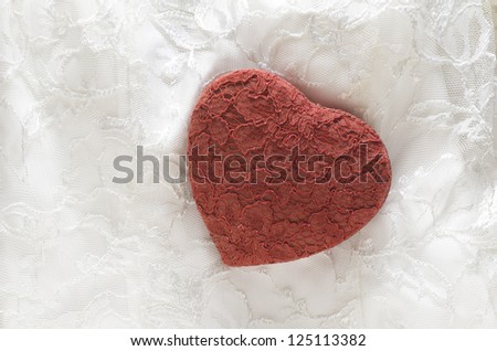 Red Lace Heart On White Lace