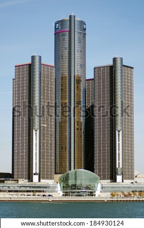 DETROIT, OCTOBER 9, 2012:  General Motors Building, GM Headquarters,Renaissance Center, Oct 9,2012, Downtown Detroit.