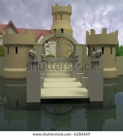 beautiful 3d castle entrance
